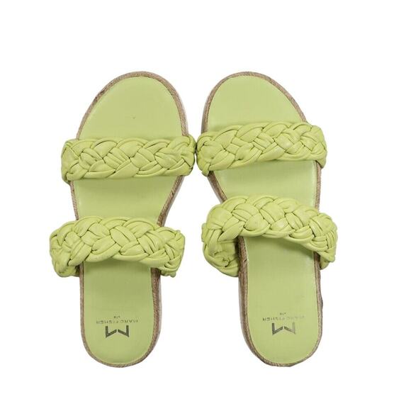 Marc Fisher Shoes Womens 6 Sandal Slides Double Woven Strap Leather Green Jaimee - Picture 7 of 12